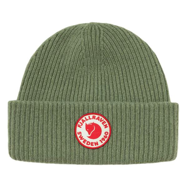 Front view of Fjallraven 1960 Logo Beanie for Men in Caper Green