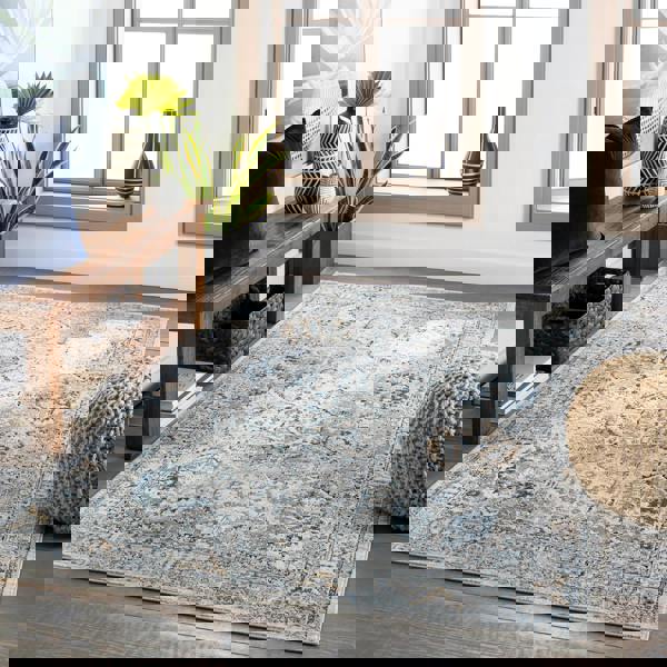 Livabliss Jolie-Vintage Grey Blue Ivory Brown Traditional Boho Rug