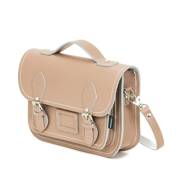 Zatchels Leather Midi Satchel - Iced Coffee