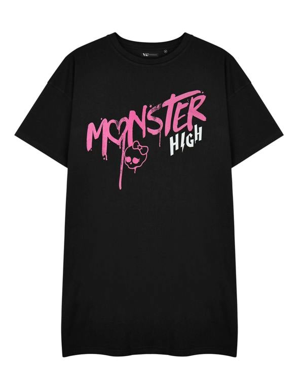 Monster High Womens Black Spray Paint Short Sleeved T-Shirt Dress