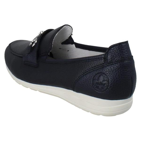 Rieker Womens Casual Flat Loafer Style Slip On Shoes With Chain Detailing L9355