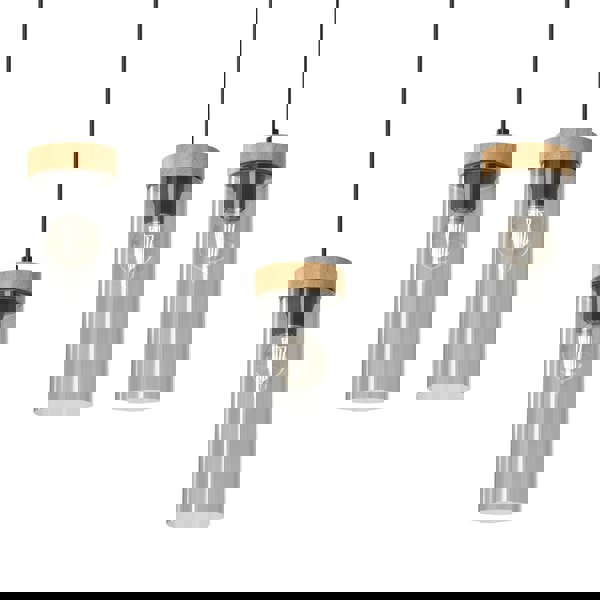 Milagro Elica Hand Made Designer Pendant Lamp With Elegant Smoked Glass Cylindrical Shades