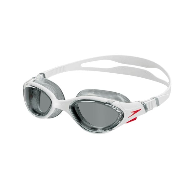 Speedo Mens Biofuse Swimming Goggles - White/Red/Smoke