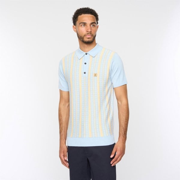 Gabicci V54GM05 Mens Johnny Short Sleeve Pattern Knitted Polo Gabicci Vintage - AZURE