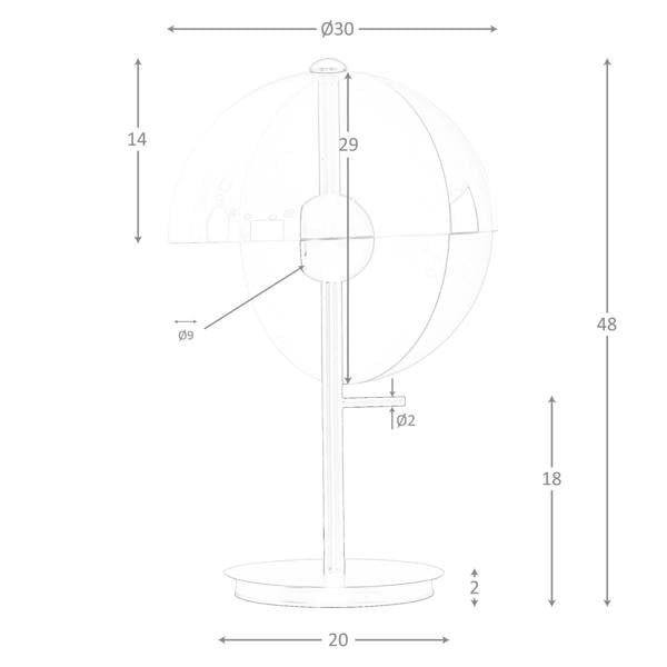 Angel Cerdá Table lamp in amber smoked glass and black and white steel with black steel base 8112