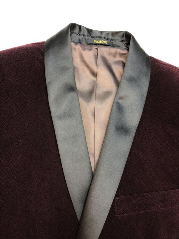 Burgundy Snakeskin Effect Velvet Dinner Jacket - Pamoni