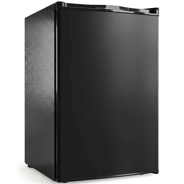 85L Mini Freezer Countertop, Compact Freestanding Upright Freezer with Reversible Door, Removable Glass Shelves, Black