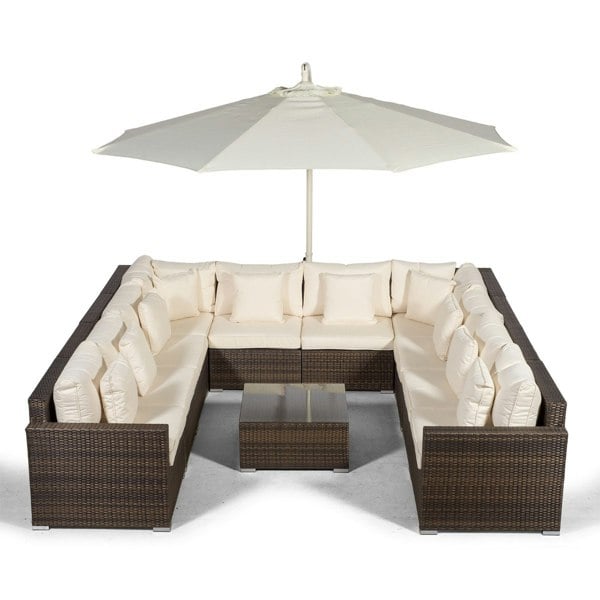 Giardino Havana 10 Seat Rattan Sofa Conversation Set with Coffee Table