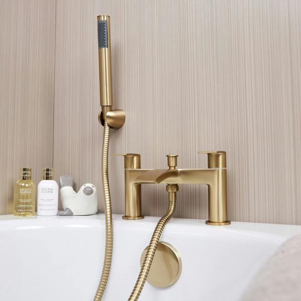 Flode Falun | Bath Shower Mixer | Including Handset and Holder | Brushed Brass