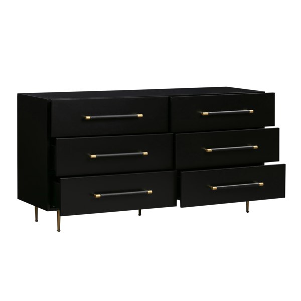 Furniture Edit Trident Black 6 Drawer Dresser Chest Of Drawers