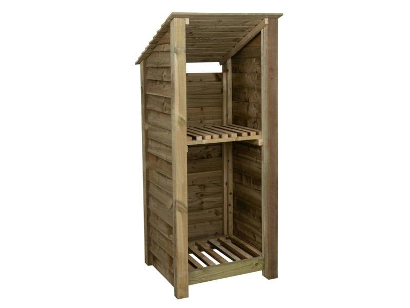 Arbor Garden Solutions Wooden Log Store with Shelf (Roof Sloping Back) W-79cm, H-126cm or 180cm, D-88cm