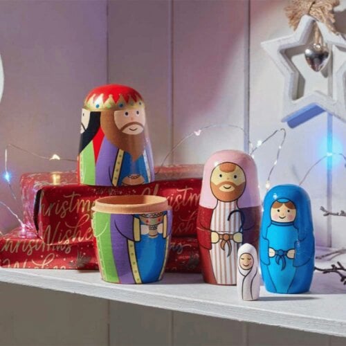 Samuel Alexander 14cm Hand Painted Wooden Christmas Nativity Figurine Set