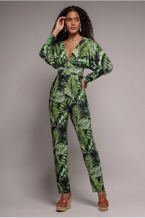 Tropical Print Jumpsuit - Green TR356
