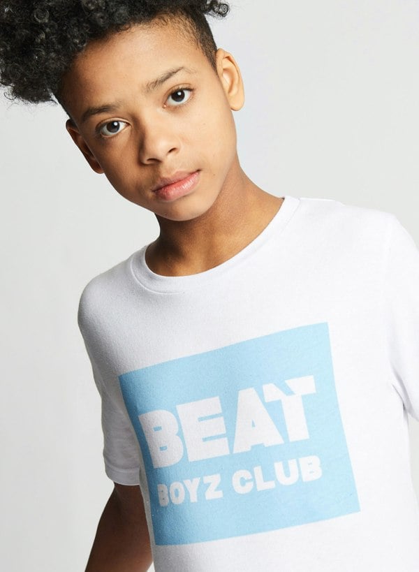 Beat Boyz Club Label T-Shirt - White/Cornflower