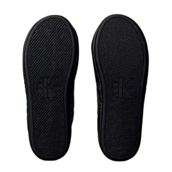 Calvin Klein Mens Puffer Moccasin Slippers - Granite Grey/Granite Black - 