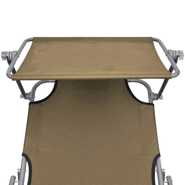Berkfield Folding Sun Lounger with Canopy Taupe Aluminium