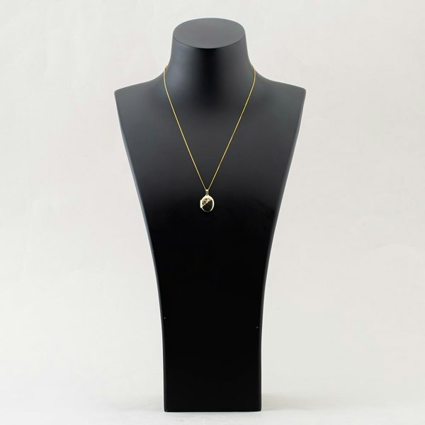 T. H. Baker 9ct Yellow Gold Half Engraved Oval Locket Curb Chain Necklace GL22-HE