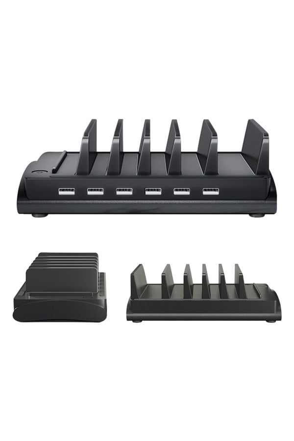 Living and Home 60W 6-Port USB Charging Station for All Devices with 6 Cables