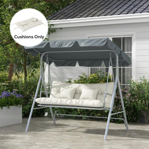 Outsunny Outdoor Back and Seat Cushion with Pillows, NO SWING, White