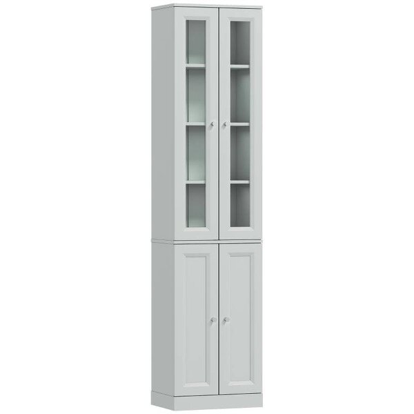 Tall Bathroom Storage Cabinet, 6-Tier Slim Bathroom Cabinet with Adjustable Shelf, 4 Soft-Close Doors, Dusty Blue