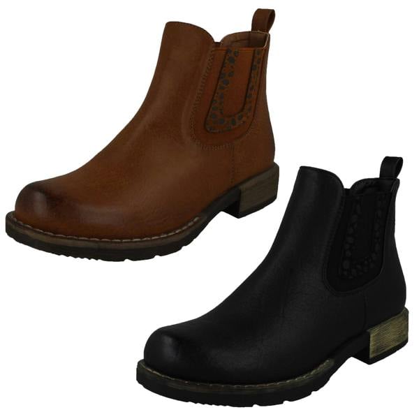 Spot On Ladies Spot On Chunky Low Heel Ankle Boots F51020