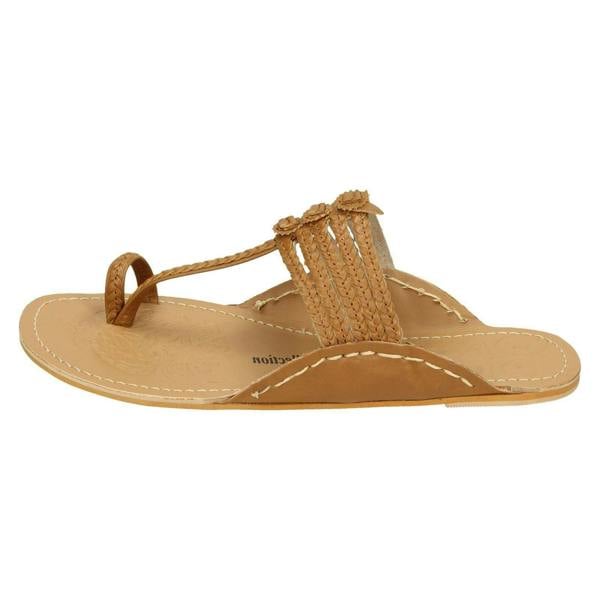 Leather Collection Ladies Leather Collection Flat Toeloop Braided Sandals F00077
