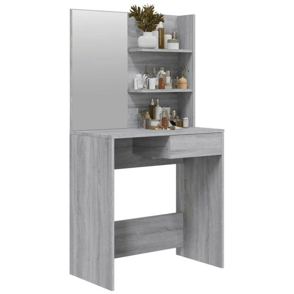 Berkfield Dressing Table with Mirror Grey Sonoma 74.5x40x141 cm