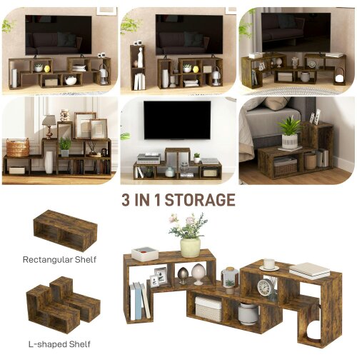 Wyld Haus Paline Rase 130cm Wooden Rustic Brown 3 Block Modular TV Stand