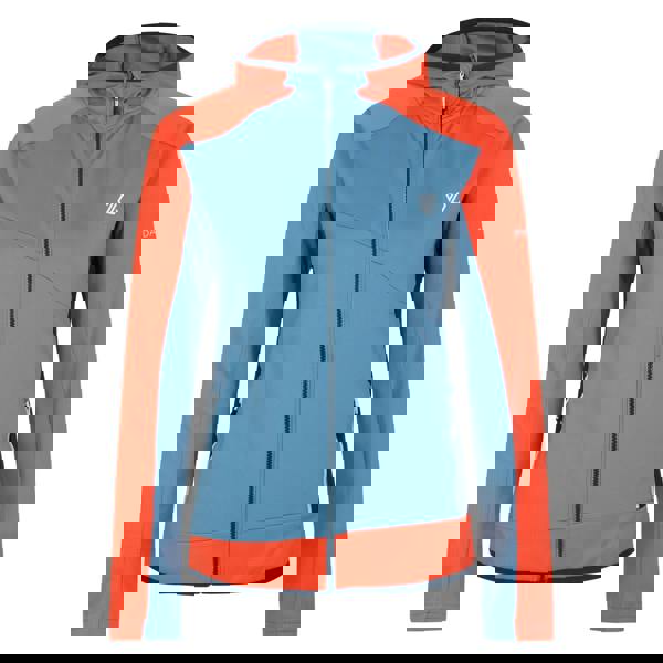 Dare 2B Womens/Ladies Traversing Core Stretch Midlayer - Niagara Blue/Satsuma - 