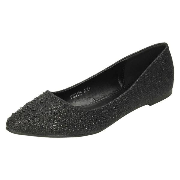 Anne Michelle Ladies Anne Michelle Diamante Flat Ballet Shoe