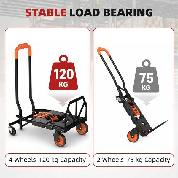 HOMCOM Multi-Purpose Foldable Trolley, Black and Orange