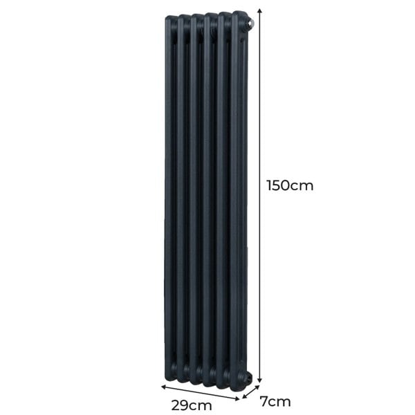 Monstershop Traditional 2 Column Radiator - 1500 x 292mm - Anthracite Grey