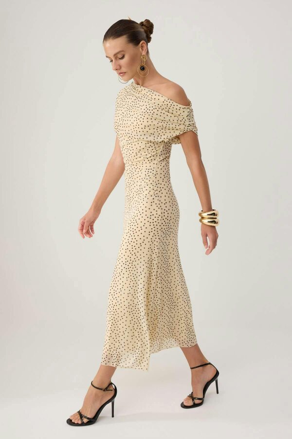 WOVCOR Asymmetric Neck Sleeveless Bodycon Midi Dress