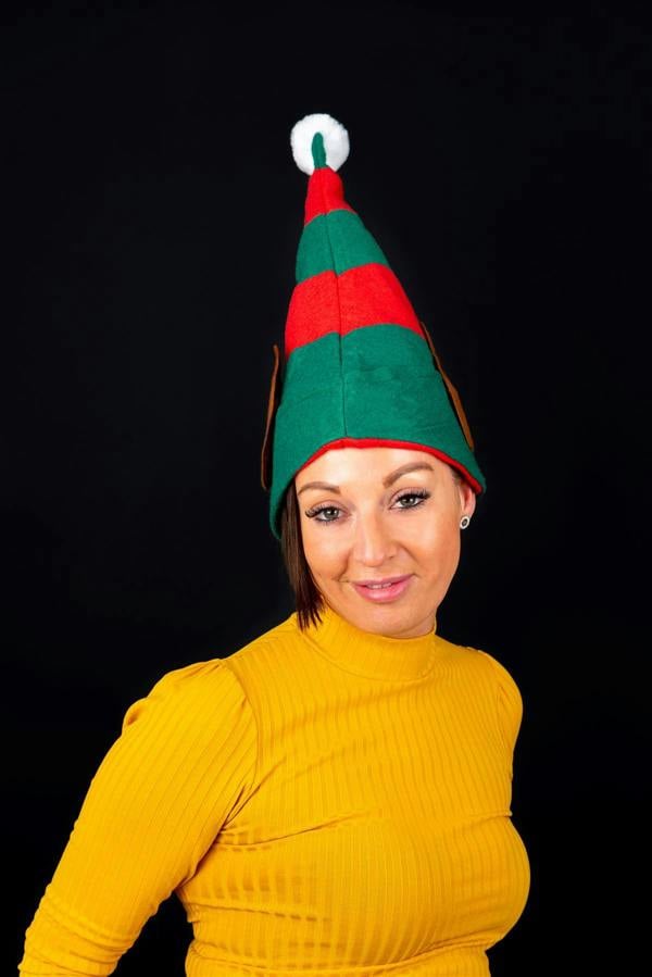 Shatchi One Size Christmas Elf Hat with Ears in Green, Soft Polyester Fancy Dress Accessory