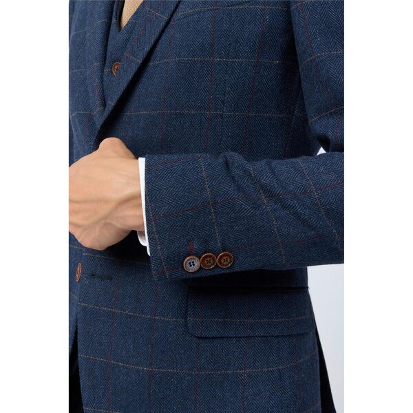 Antique Rogue Tailored Fit Ezra Blue Check Jacket