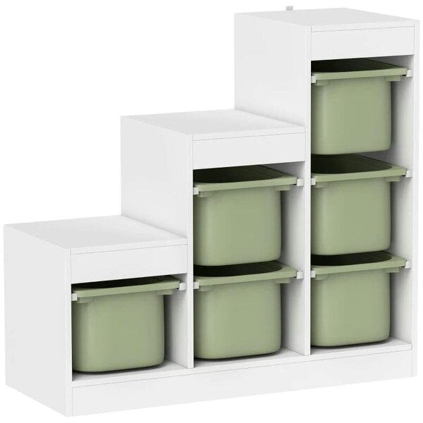 Bobobiy Toy Storage Organiser, Three-Layer Kids Toy Storage Units, with Removable Bins, for Ages 3-8 Years, Green