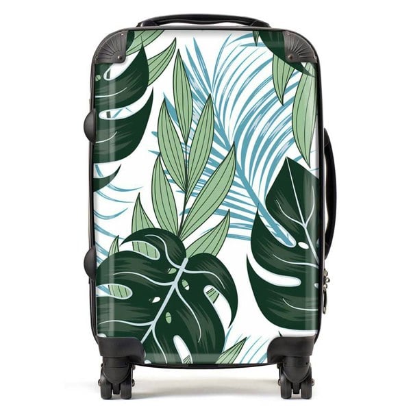 Warren Reed Tropical Pattern With Bright Plants And Flowers Suitcase