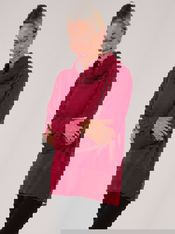 PennyPlain Rib Hem Cowl Tunic - Berry