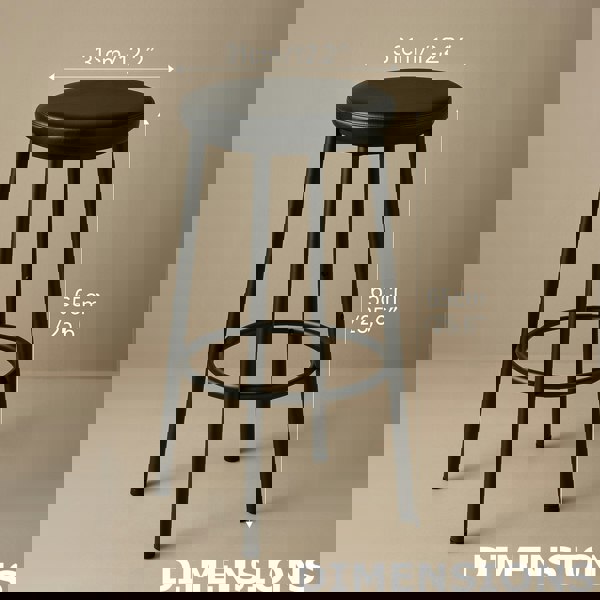 Rafaelo Mobilia Set of 2 Kitchen Counter Height Breakfast Bar Stools Black