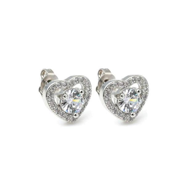 Say It With Heart Halo Earrings - Silver