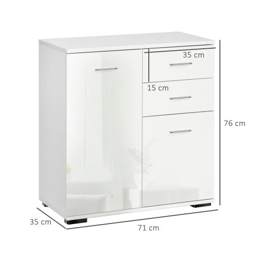 Wyld Haus Lodino High Gloss White Sideboard With 2 Drawers 2 Doors And Adjustable Shelves