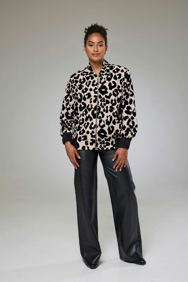 Isha's Timeless collection Leopard Velvet Bomber Jacket