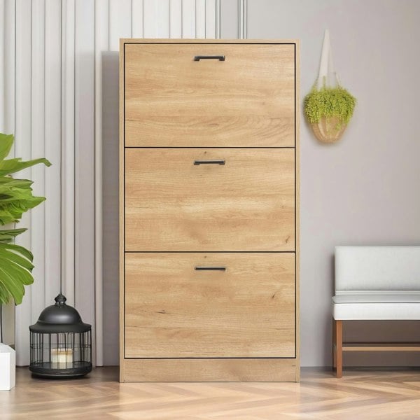 Rafaelo Mobilia 3 Drawer Shoe Storage Cabinet Pine