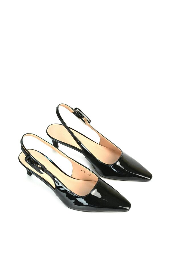 XY LONDON Kitten Heel Court Shoes With Slingback