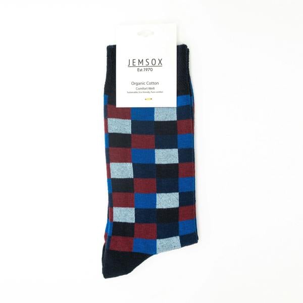 Jemsox Square Pattern Organic Cotton Mens Socks | Comfort Top & Soft Fit