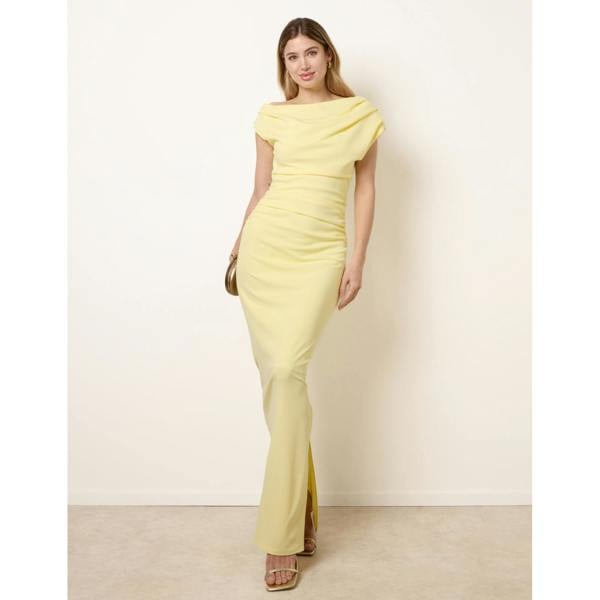 Blue Vanilla Off Shoulder Ruched Maxi Dress