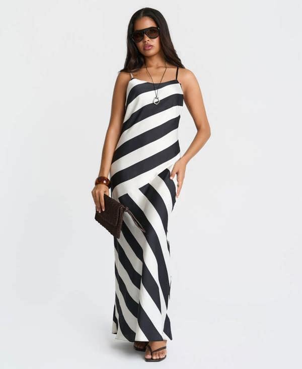 Needs No Label Mono Stripe Maxi Dress