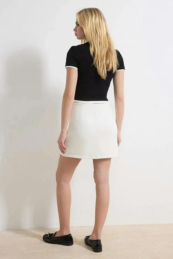 WOVCOR Thin Belt Detail Mini Short Skirt
