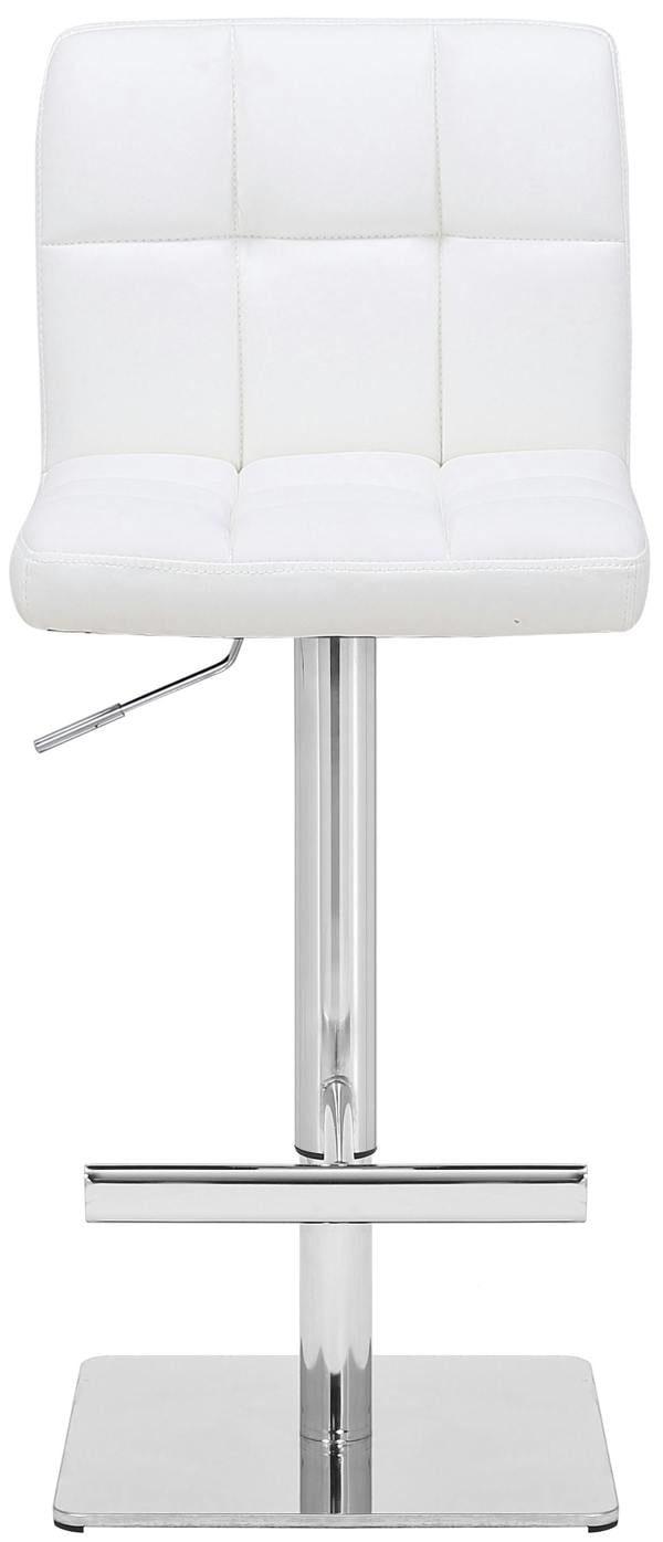 Lamboro Allegro Kitchen Bar Stools Pair White, Adjustable Swivel Gas Lift, Chrome Base, For Breakfast Bar Or Kitchen