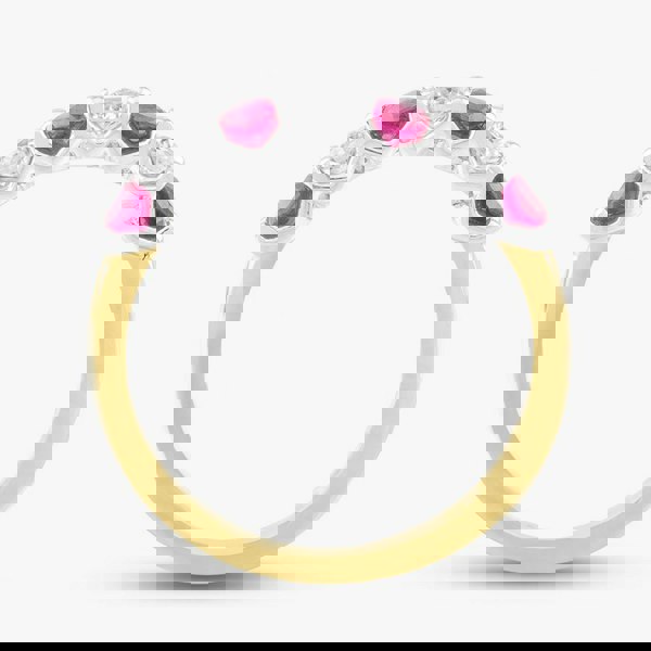 T. H. Baker 18ct Yellow Gold 0.45ct Brilliant Cut Ruby & 0.27ct Diamond Half Eternity Ring 320701J